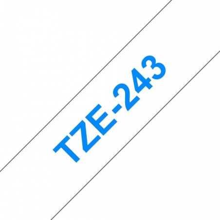 COMPATIBLE CON Brother TZe243 Cinta Laminada Generica de Etiquetas - Texto azul sobre fondo blanco - Ancho 18mm x 8 metros
