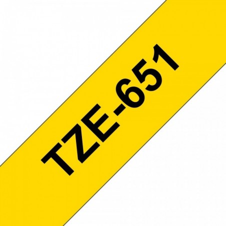 COMPATIBLE CON Brother TZe651 Cinta Laminada Generica de Etiquetas - Texto negro sobre fondo amarillo - Ancho 24mm x 8 metros