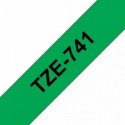 COMPATIBLE CON Brother TZe741 Cinta Laminada Generica de Etiquetas - Texto negro sobre fondo verde - Ancho 18mm x 8 metros