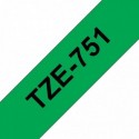 COMPATIBLE CON Brother TZe751 Cinta Laminada Generica de Etiquetas - Texto negro sobre fondo verde - Ancho 24mm x 8 metros